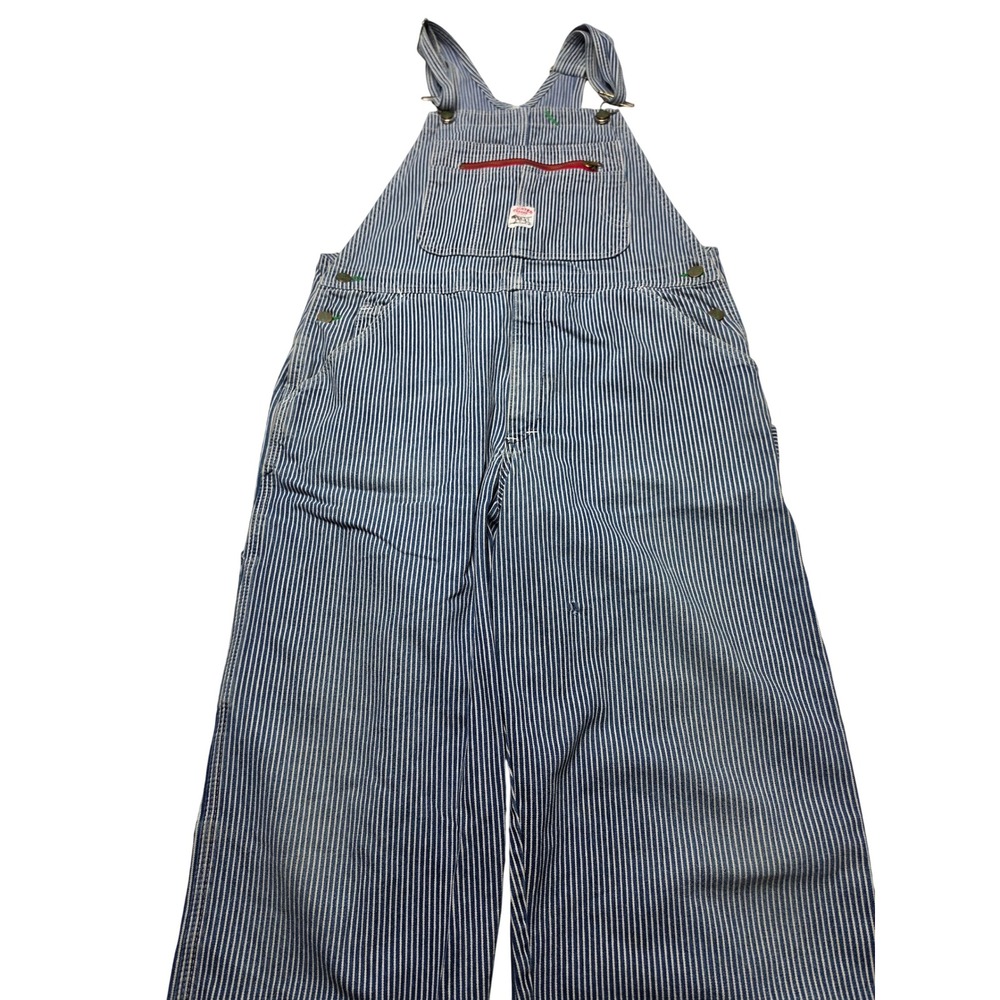 Pointer Brand Hickory Stripe Bib Overalls Mens Blue White Workwear RN 14916